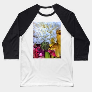 Bouquet of White, Yellow, Pink, Purple and Green Flowers - Beautiful Floral Photo Baseball T-Shirt